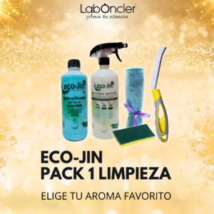 PACK 1 Limpieza ECOJIN GLOW+DIFUSOR+CEPILLO JUNTAS AMARILLO+BAYETA MICROFIBRA+ESTROPAJO CON ESPONJA