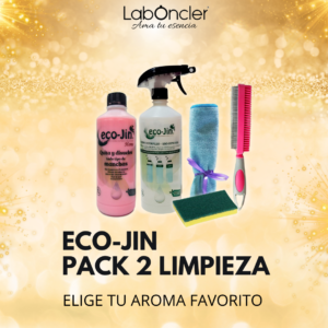 PACK 2 Limpieza ECOJIN GLOW+DIFUSOR+CEPILLO TEXTIL ROSA+BAYETA MICROFIBRA+ESTROPAJO CON ESPONJA