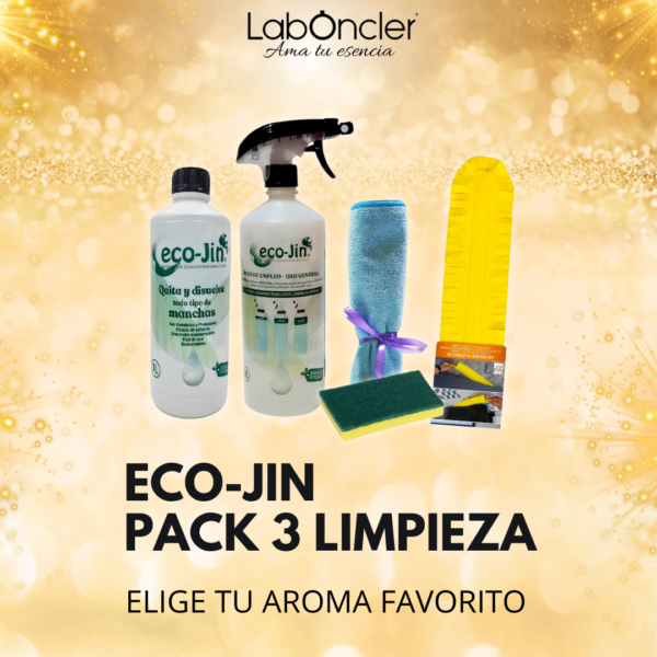 PACK 3 Limpieza ECOJIN INTENSE+DIFUSOR+PLUMERO+BAYETA MICROFIBRA+ESTROPAJO CON ESPONJA