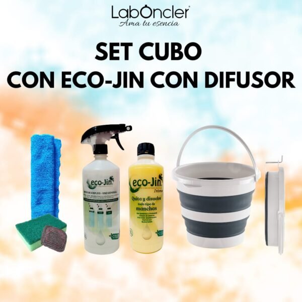 SET CUBO PLEGABLE+ECO-JIN HOME Y DIFUSOR+BAYETA MICROF.+ESTROPAJO ESPONJA+JABONOSO