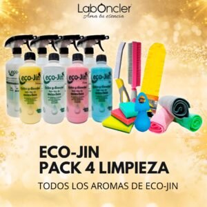 PACK 4 Limpieza 4 ECOJIN+4 DIFUSORES+PLUMERO+CEPILLO JUNTAS AMARILLO+CEPILLO TEXTIL ROSA+4 BAYETAS+4 ESTROPAJOS ESPONJA+BOLA DESCALCIFICADORA